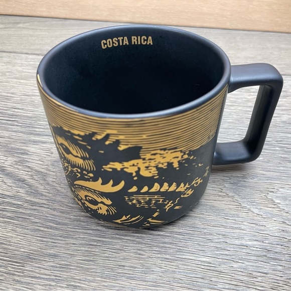 Starbucks Coffee Cup Mug COSTA RICA 2016 Matte Black Gold Fish 14 Oz - Picture 9 of 10